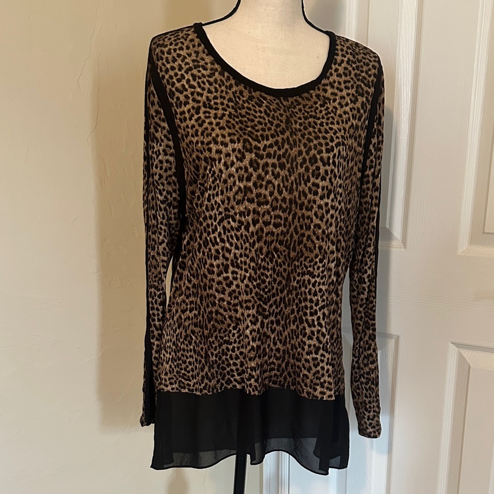 Michael Kors Leopard Print Sheer Blouse